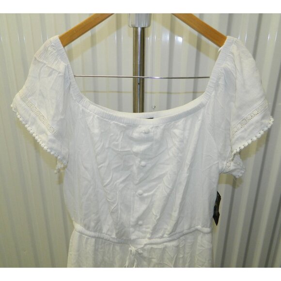INC Womens White Gauze Dress XL With Lace Trimmed Hem & Button Details See Video - Picture 3 of 16